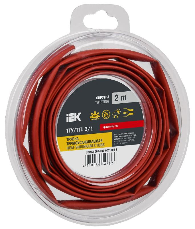 Трубка термоусадочная ТТУ нг-LS 2/1 красная (2м/упак) IEK | UDR12-002-001-002-K04-T | IEK — IEK (ИЭК)