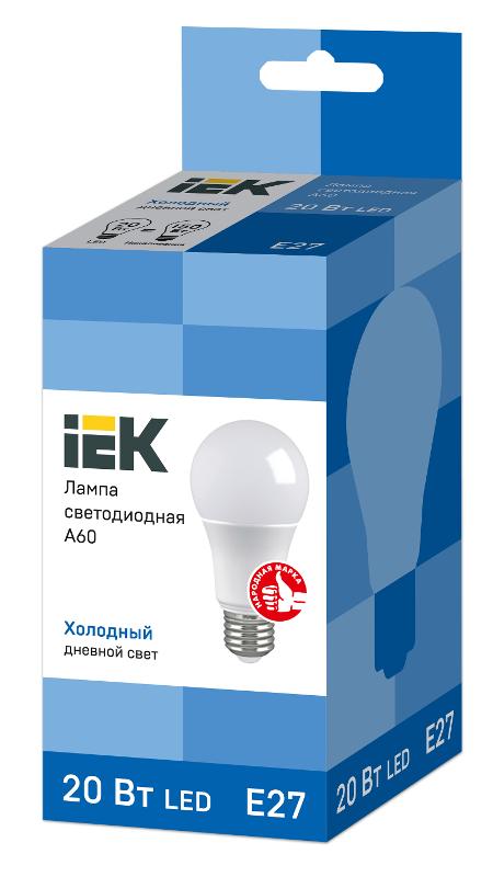 Лампа светодиодная LED 20Вт Е27 230В 6500К ECO А60 груша | LLE-A60-20-230-65-E27 | IEK — миниатюра 3