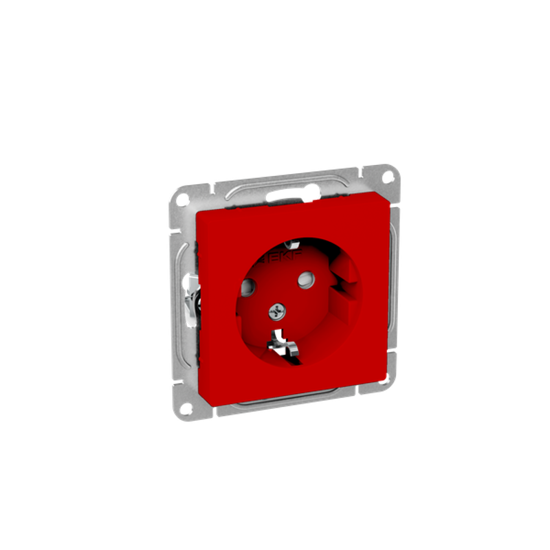 Механизм розетки, 16А, с заземлением, со шторками, красный Эпика EKF | UP1-SOR-111 | EKF — миниатюра 2