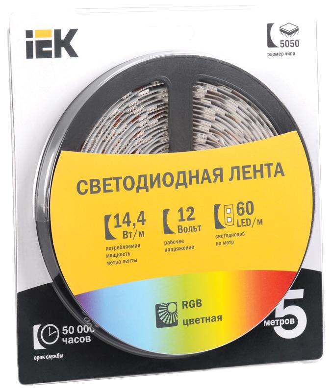 Лента светодиодная LSR-5050RGB60 14,4Вт 12В RGB IP20 5м | LSR2-3-060-20-1-05 | IEK — миниатюра 2