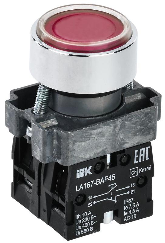 Кнопка LA167-BAF45 d=22мм 1з+1р красная | BBT20-BAF45-3-22-67-K04 | IEK — IEK (ИЭК)