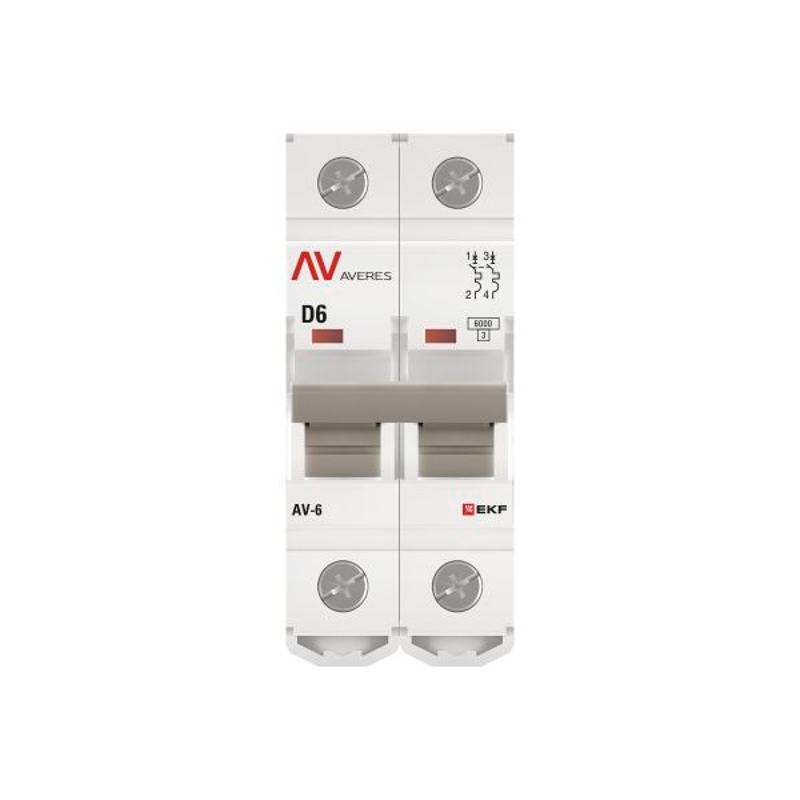 Выключатель автоматический двухполюсный AV-6 6А D 6кА AVERES | mcb6-2-06D-av | EKF — миниатюра 10