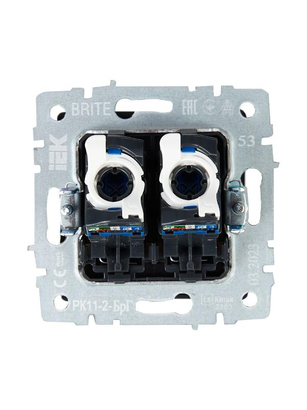 BRITE Розетка компьютерная 2-ая RJ45 кат.6 РК11-2-БрГ графит | BR-K20-2-K53 | IEK — миниатюра 5