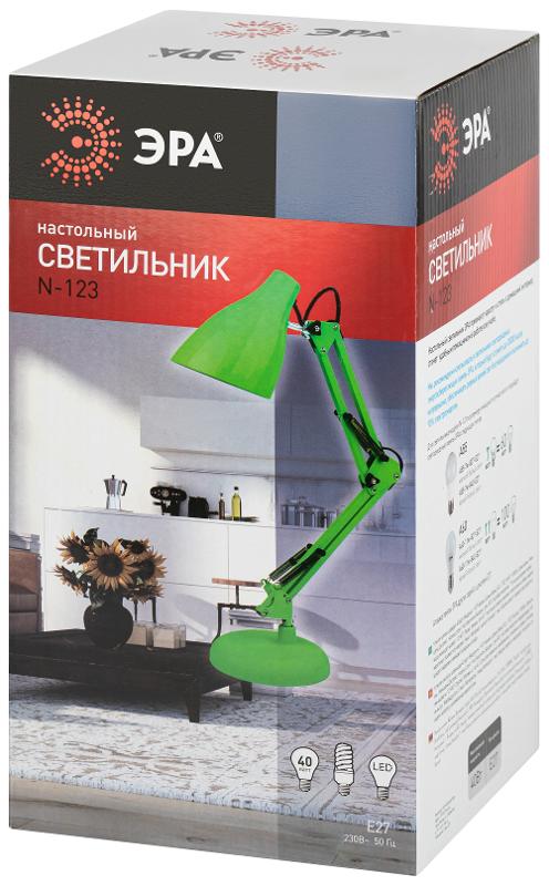 Настольный светильник N-123-E27-40W-GR Е27 с основанием зеленый | Б0052756 | ЭРА — миниатюра 2