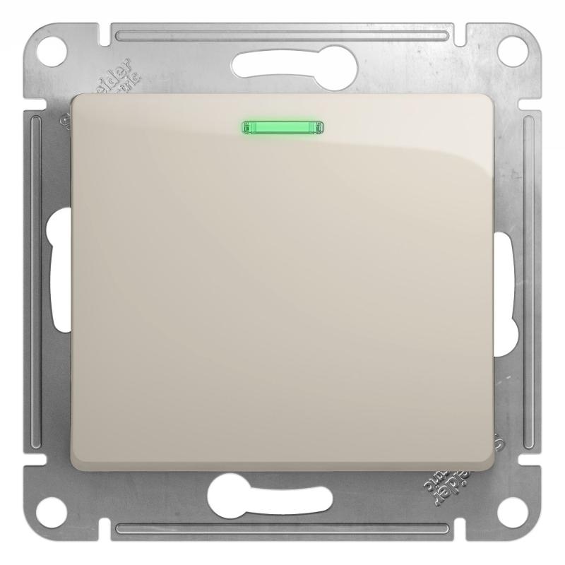 Glossa Молочный Переключатель 1-клавишный с подсветкой, сх.6а,10AX | GSL000963 | SE — миниатюра 1