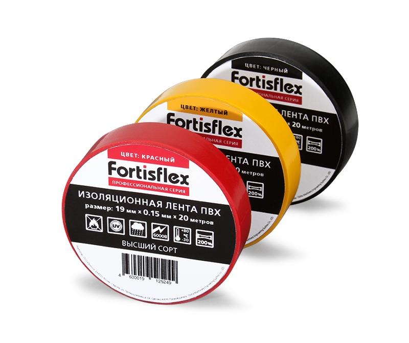 Изолента ПВХ 19х0.15x20 черная | 71236 | Fortisflex — Fortisflex