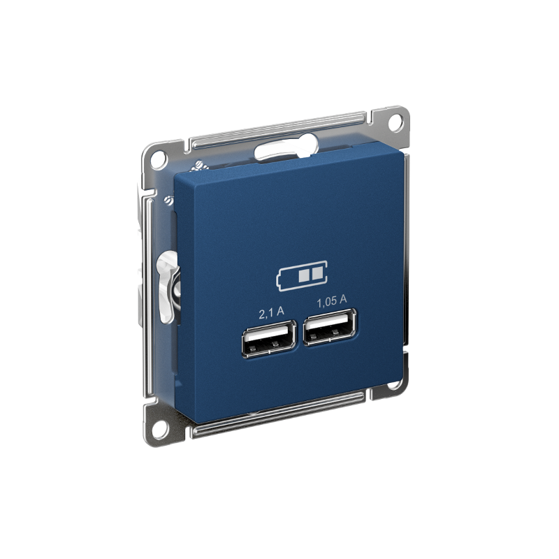 AtlasDesign Аквамарин USB Розетка A+A, 5В/2,1 А, 2х5В/1,05 А, механизм | ATN001133 | SE — Systeme Electric