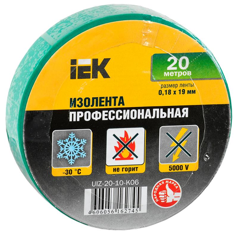 Изолента 0,18х19 мм зеленая 20 метров  | UIZ-20-10-K06 | IEK — IEK (ИЭК)