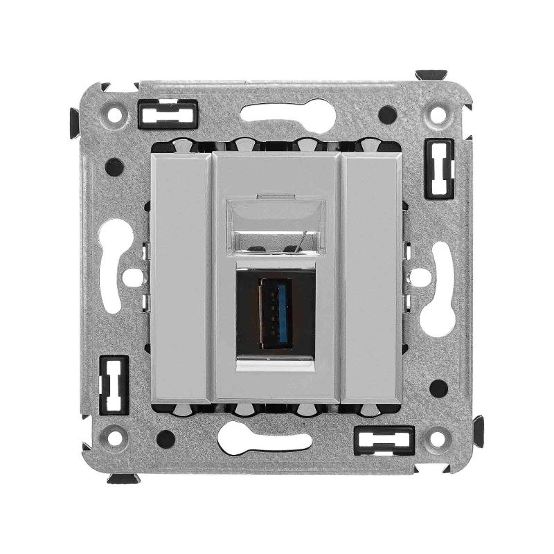 USB 3.0 розетка одинарная в стену, тип А-А, "Avanti", "Закаленная сталь" | 4404303 | DKC — миниатюра 1