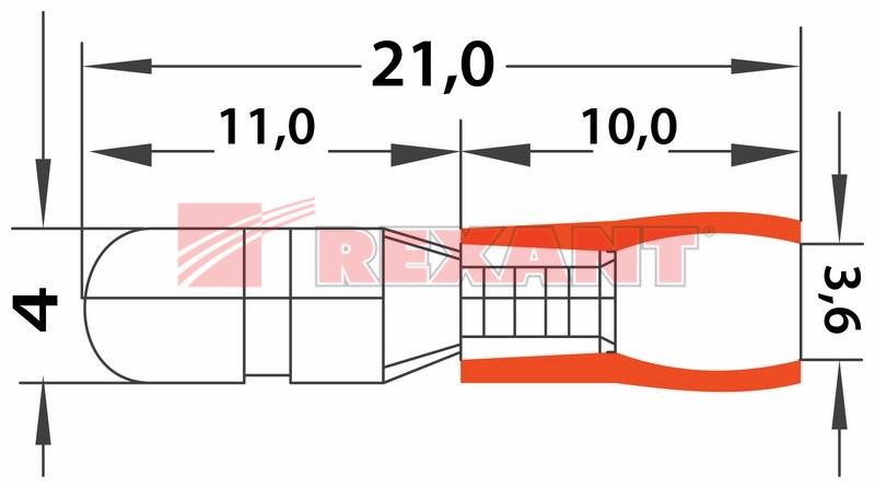 Разъем штекерный изолированный штекер 4 мм 0.5-1.5 мм² (РШи-п 1.5-4/РШИп 1,25-4) красный | 08-0511 | REXANT — миниатюра 3