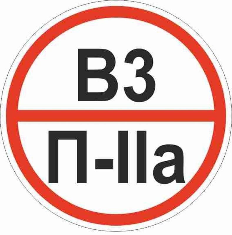 Знак "Категории помещения по взрывопожарной и пожарной опасности В3 П-IIа" 200х200 мм | pn-b3-p-lla | EKF — EKF