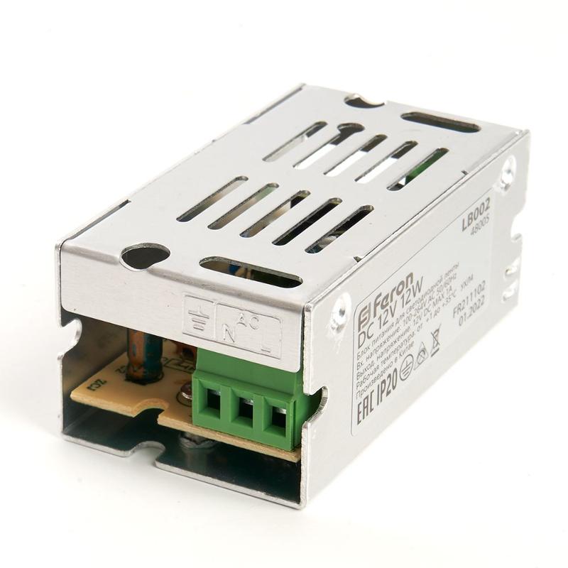 Трансформатор электронный для светодиодной ленты 12W 12V (драйвер), LB002 | 48005 | FERON — миниатюра 3