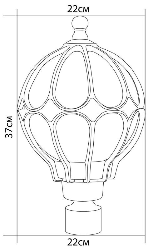 Светильник садово-парковый PL3803 круглый на столб 60W 230V E27, черное золото | 11360 | Feron — миниатюра 3