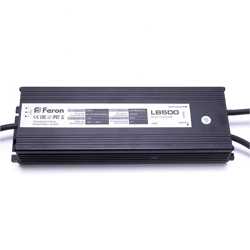 Трансформатор для светодиодной ленты LB500 DC24V 200W IP67 244*80*32мм | 25934 | Feron — миниатюра 4