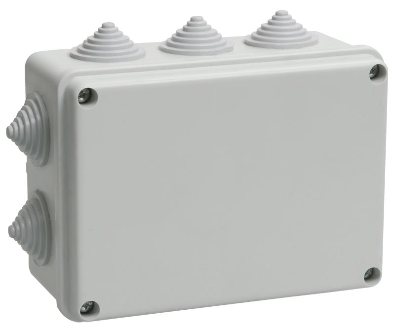 Коробка распределительная КМ41242 для о/п 150х110х70 мм IP55 (RAL7035, 10 гермовводов) | UKO10-150-110-070-K41-55 | IEK — IEK (ИЭК)