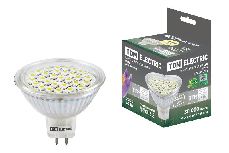Лампа светодиодная LED 3Вт GU5.3 220В 3000К MR16 SMD отражатель (рефлектор) | SQ0340-0002 | TDM — TDM ELECTRIC