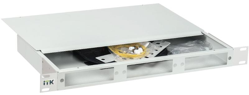 Кросс оптический 1U укомпл. 12 LC duplex (OS2) черн. | IND-FOBX24-1U-12LCUD09 | ITK — ITK