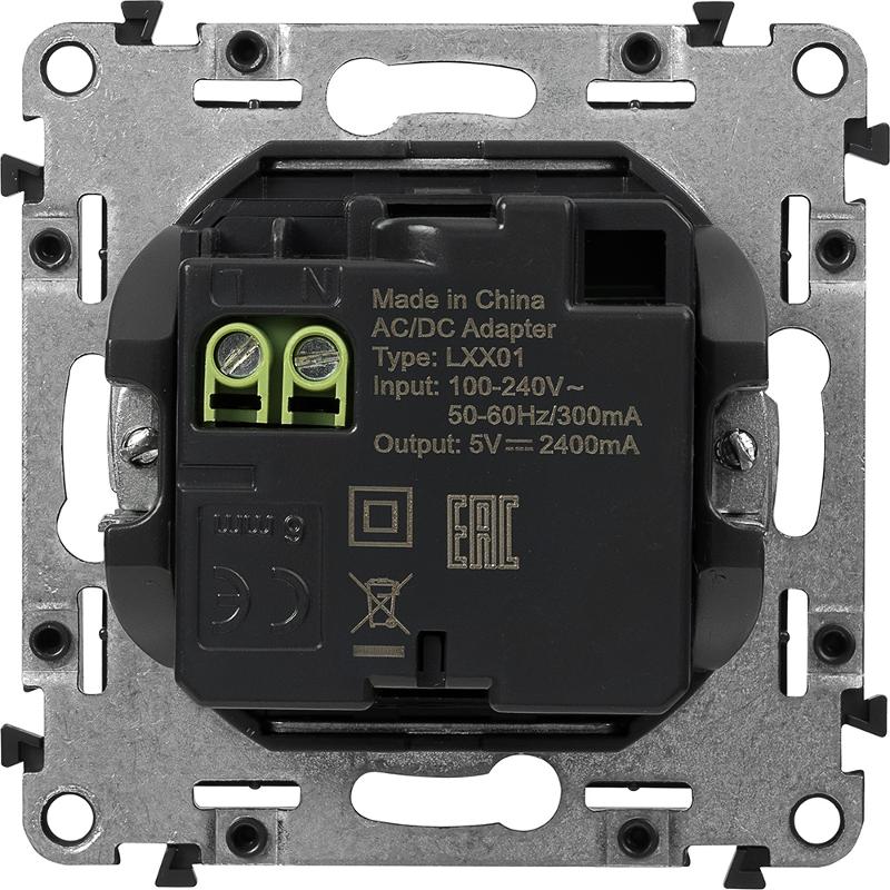 Valena LIFE DIY Алюминий Розетка 2-ая USB 240В/5В 1500мА — миниатюра 2