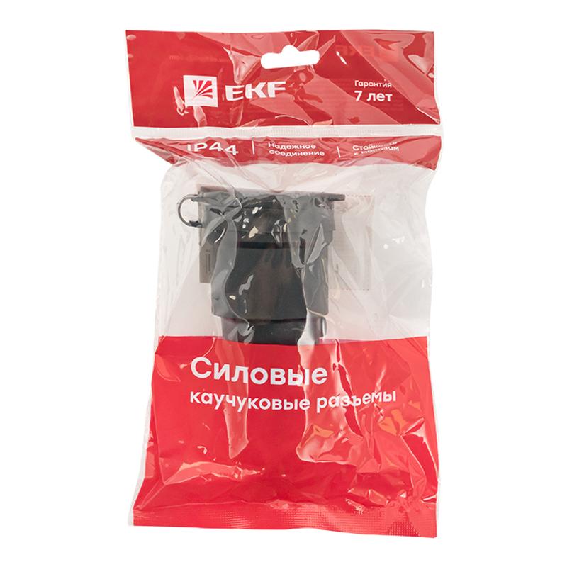 Розетка переносная с защитной крышкой каучуковая 230В 2P+PE 16A IP44 EKF PROxima | RPS-012-16-230-44 | EKF — миниатюра 3