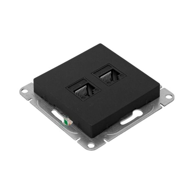 Механизм розетки RJ45 - 2шт, (cat5), чёрный Эпика EKF | UP1-SOB-2RJ45-5 | EKF — миниатюра 9