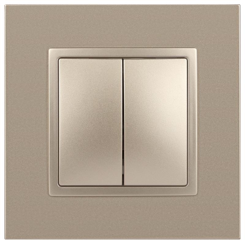 14-1106-04 Переключатель двойной, 10АХ-250В, IP20, Эра Elegance, шампань | Б0034246 | ЭРА — миниатюра 5