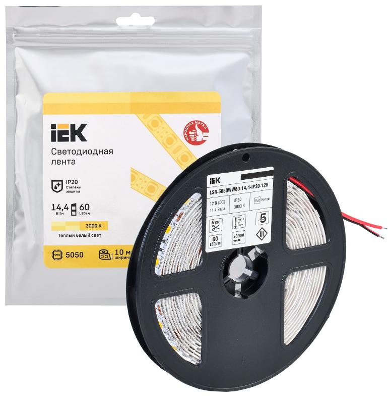 Лента светодиодная 5м LSR-5050WW60-14,4-IP20-12В | LSR2-1-060-20-3-05 | IEK — миниатюра 2