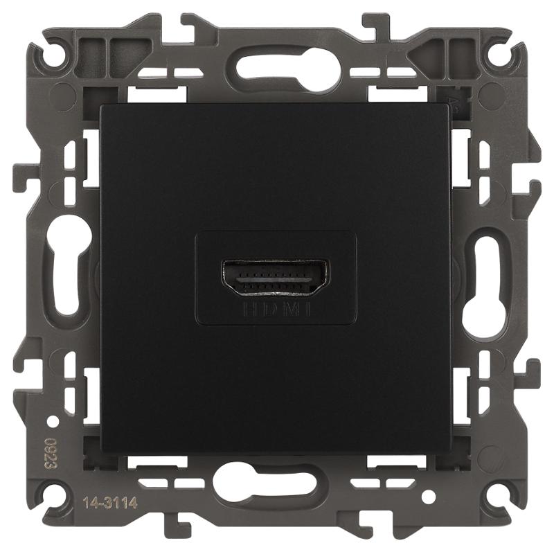 14-3114-05 Розетка HDMI, IP20, Эра Elegance, антрацит | Б0034336 | ЭРА — миниатюра 1