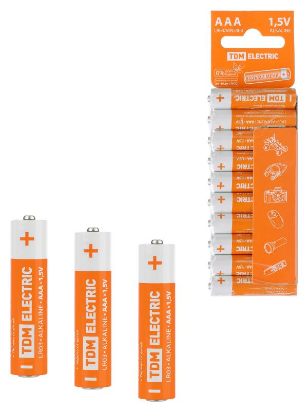 Элемент питания LR03 AAA Alkaline 1,5V SC-10 | SQ1702-0057 | TDM — TDM ELECTRIC