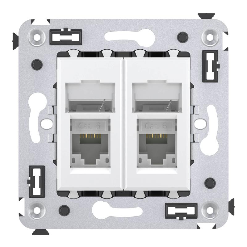 Розетка RJ-45 в стену, кат.6 двойная, Avanti, "Белое облако" | 4400294 | DKC — миниатюра 2