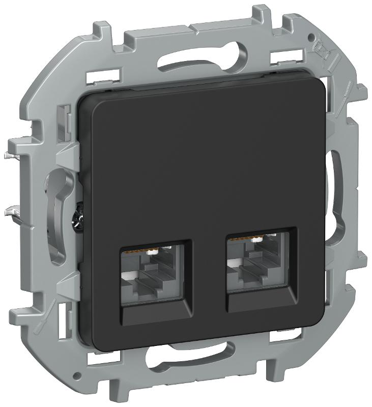 IEKINSPIRIA Роз. комп. 2-я RJ45 кат.5Е UTP 6731291 чер м | 6731291 | IEK — IEK (ИЭК)
