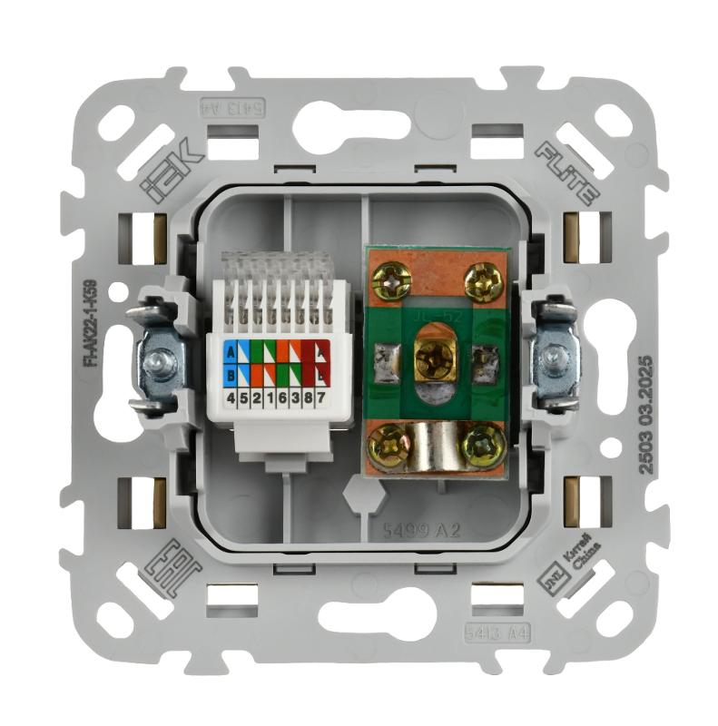 FLITE Розетка 2-ая RJ45/TV кат.5Е UTP РКТВ5е-2-0-ФлХ хаки | FI-AK22-1-K59 | IEK — миниатюра 3