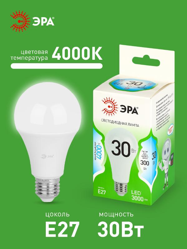 Лампа светодиодная  GREEN LINE LED A65-30W-840-E27 GL E27 30 Вт груша яркий белый свет | Б0067144 | ЭРА — миниатюра 3