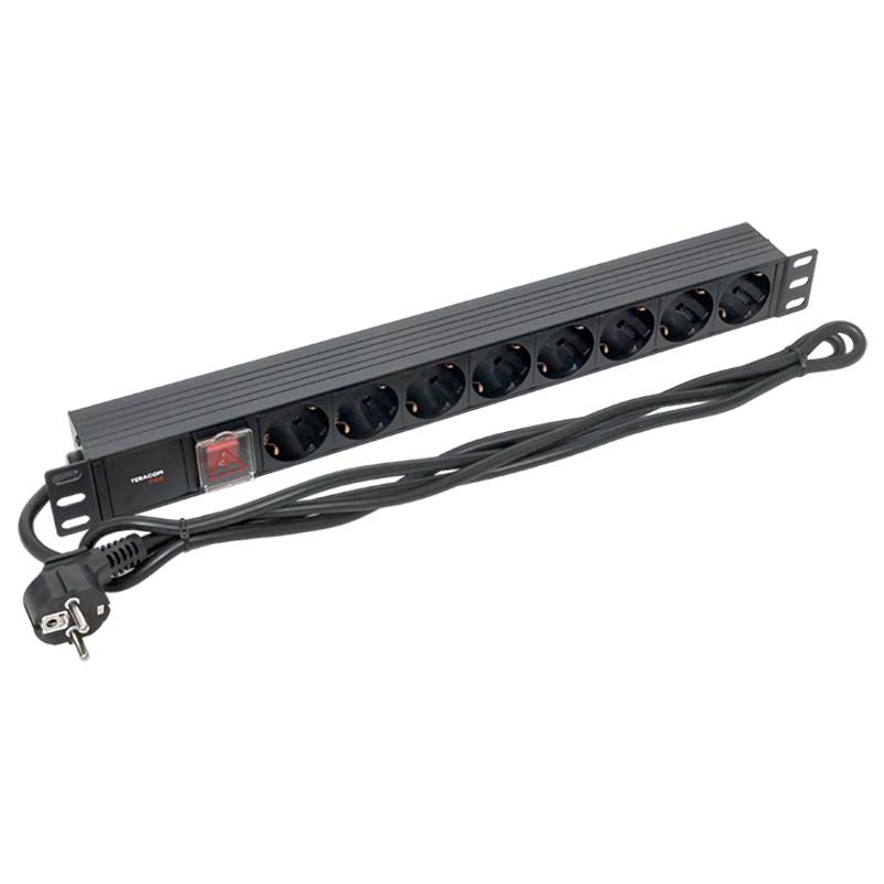 Блок розеток PDU TERACOM PRO 19" 1U 16А/250В 8 розеток Schuko 2 метра сечение 3x1,5 мм2 | TRP-HPD-LSP-16A-8SH-2MSH | EKF — миниатюра 4