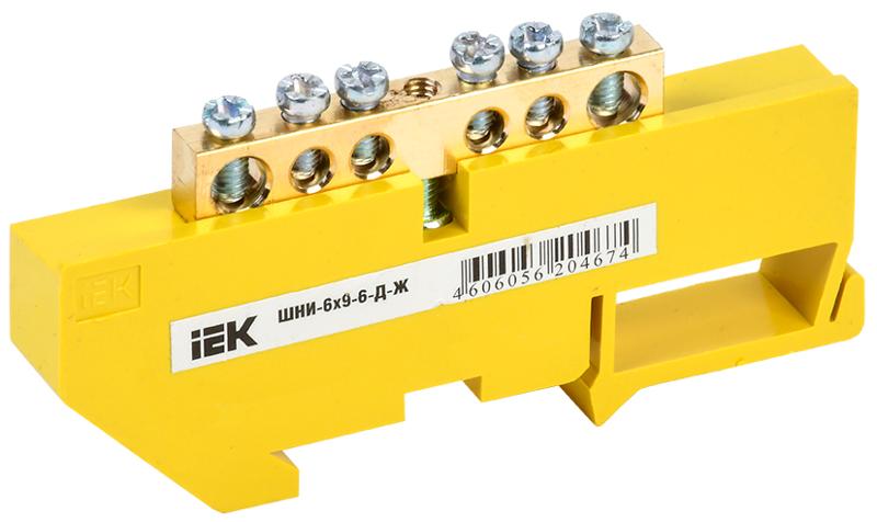 Шина PE "земля" на DIN-изоляторе ШНИ-6х9-6-Д-Ж | YNN10-69-6D-K05 | IEK — IEK (ИЭК)