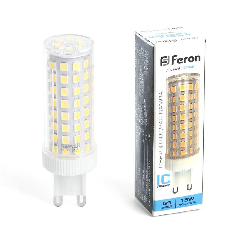 Лампа светодиодная, (15W) 230V G9 6400K JCD, LB-437 | 38214 | FERON — Feron
