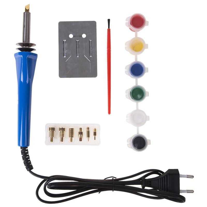 Набор паяльник-выжигатель (6 насадок) 220 V/30 Вт + краски | 12-0186 | REXANT — REXANT