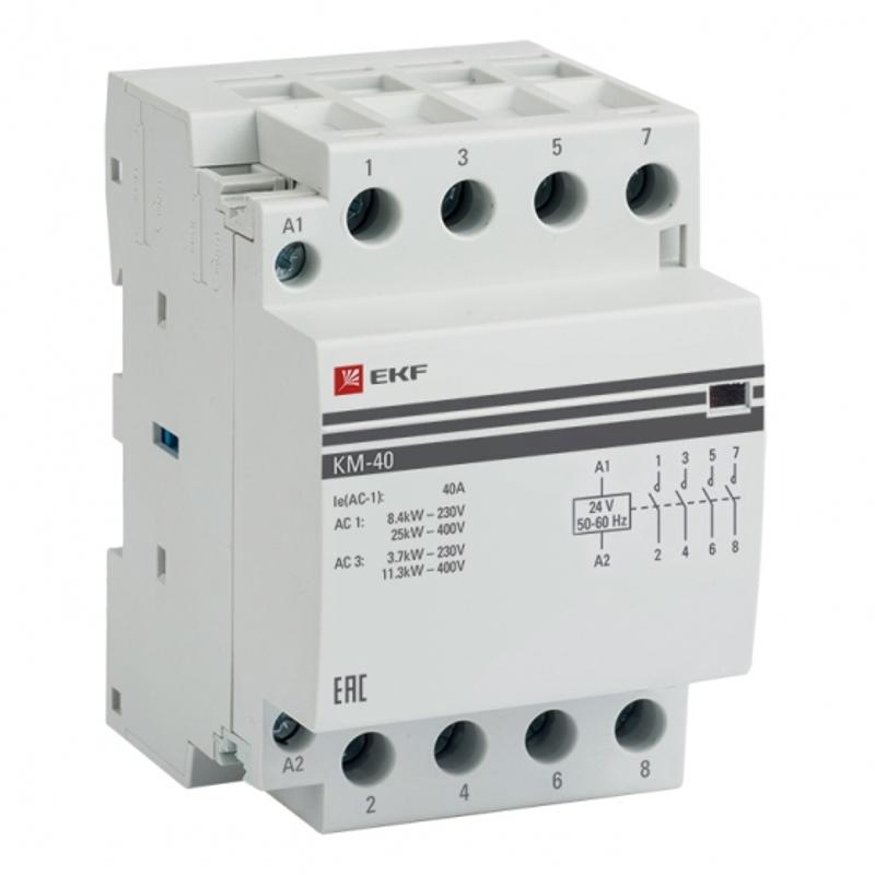 Контактор модульный КМ 40А 4NО (3 мод.) 24В АС EKF PROxima | km-3-40-40-24v | EKF — миниатюра 1