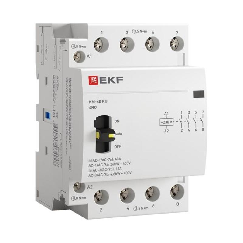 Контактор модульный КМ РУ 40А 4NO (3 мод.) EKF PROxima | km-3m-40-40 | EKF — миниатюра 13