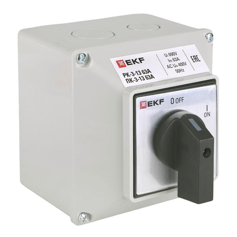 Переключатель кулачковый ПК-3-13 63А 3P "ВКЛ-ВЫКЛ" IP54 EKF PROxima | pk-3-13-63 | EKF — EKF