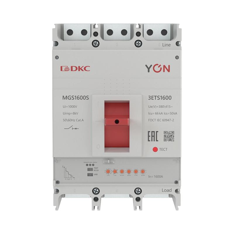 Авт. выкл. YON MGS1600S 3P 640-1600A 66kA с электронным расцепителем ETS | MGS1600S-3ETS1600 | DKC — миниатюра 2