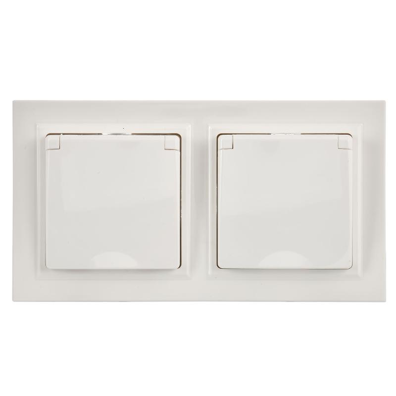 BRITE Розетка с крышкой 16А IP44 РСбш10-3-44-БрБ белый в сб 2шт | BR-R16-16-44-2-K01-F-PRO | IEK — миниатюра 2