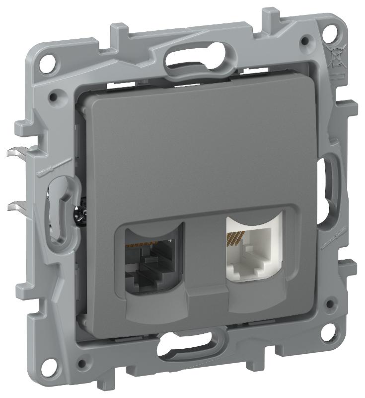 IEKETIKA Роз. двойная RJ11+RJ45 кат.5E UTP 6715521 м.асф | 6715521 | IEK — IEK (ИЭК)