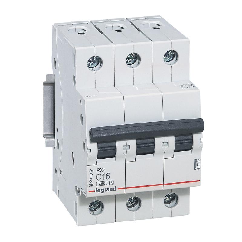Выключатель автоматический трехполюсный RX3 4500 16А C 4,5кА | 419708 | Legrand — Legrand