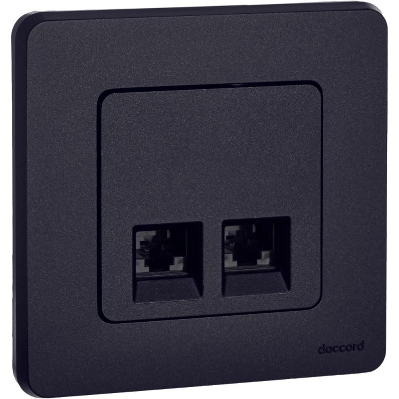 Inspiria Антрацит Розетка 2-ая компьютерная RJ45 С/У категория 5e UTP — миниатюра 7