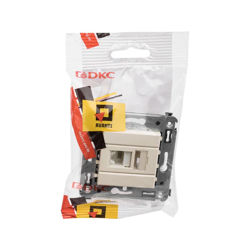 Компьютерная розетка RJ-45 в стену, кат.6А одинарная, "Avanti", "Ванильная дымка" | 4405373 | DKC — миниатюра 9