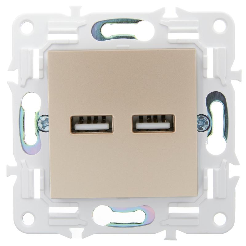 SKANDY Розетка USB A+A 3,1А SK-R15Sa песочный | SK-U21-D31-K98 | IEK — миниатюра 2