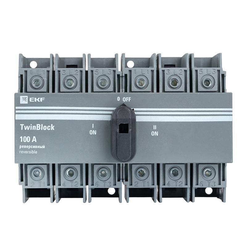 Рубильник 100A 3P реверсивный c рукояткой управления для прямой установки TwinBlock EKF | tb-s-100-3p-rev | EKF — миниатюра 3