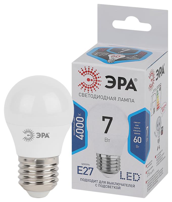 Лампа светодиодная LED 7Вт Е27 220В 4000К smd P45 шар | Б0020554 | ЭРА — миниатюра 1