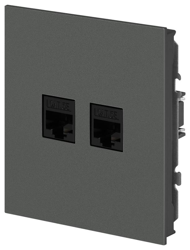 Розетка Arktik 16-3108-06 информационная двойная 2XRJ45 графит | Б0070489 | ЭРА — миниатюра 3