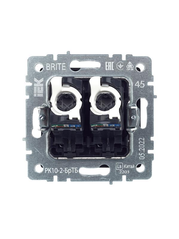 BRITE Розетка компьютерная 2-ая RJ45 кат.5E РК10-2-БрТБ темная бронза  | BR-K20-1-K45 | IEK — миниатюра 5